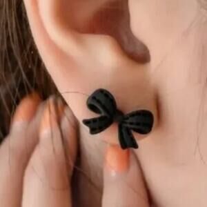 NWT, Black Bow Stud Earrings